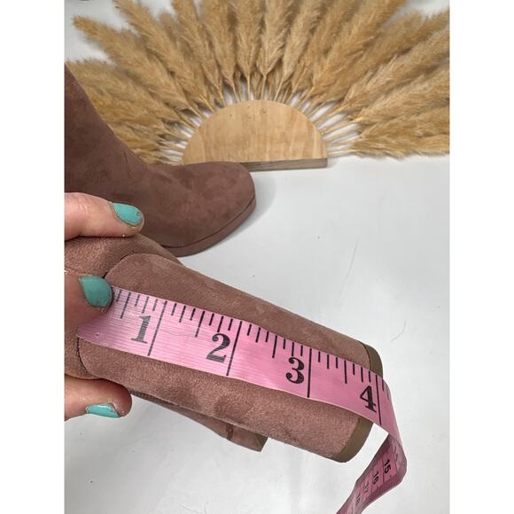 Lauren Conrad Pink Faux Suede Platform Ankle Boots Size 7.5 Stacked Chunky Heel - Picture 11 of 11